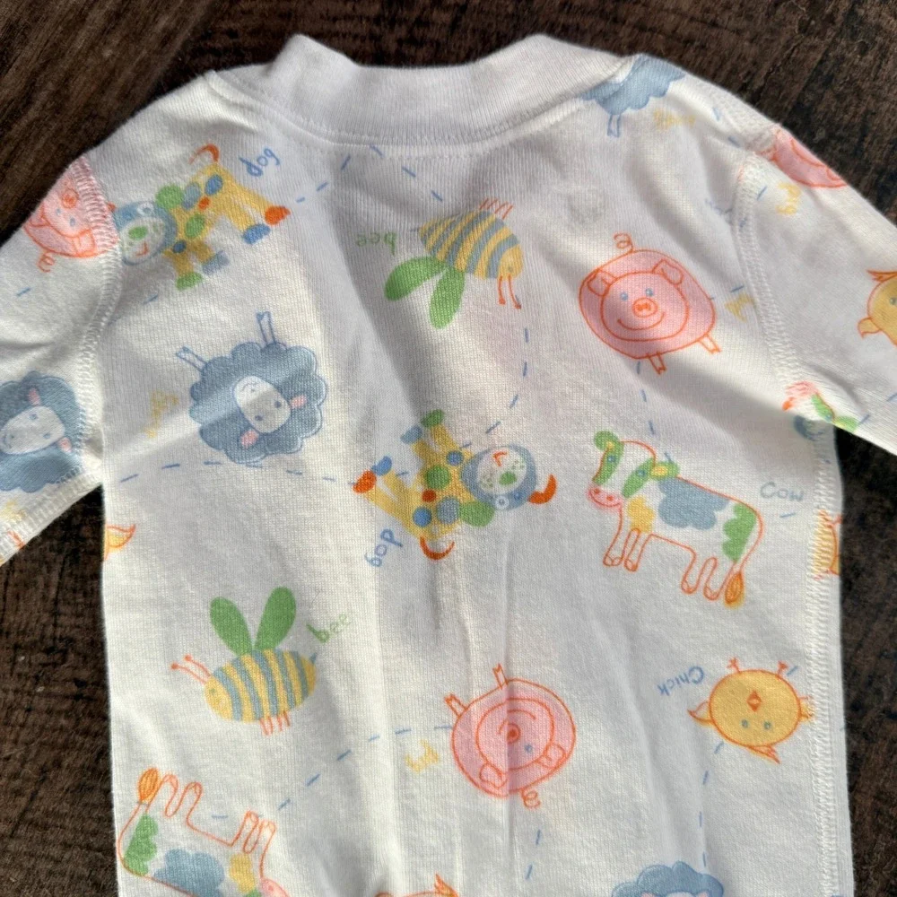 Hanna Andersson Farm Animal Zip Sleeper Pajamas, White, 6-9 mo